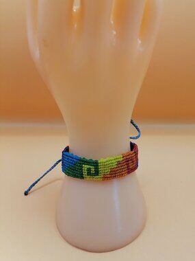 Gay Pride Flag Bracelet Love Friendship Handwoven Lesbian LGBT Rainbow